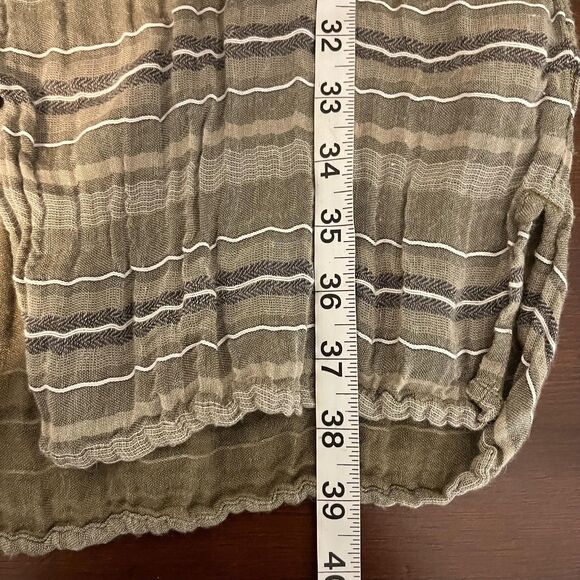 PrAna Shirt Dress Womens L Green Striped Snap Front Sleeveless Snap Hem Casual - Picture 7 of 7